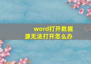 word打开数据源无法打开怎么办