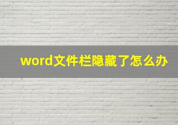 word文件栏隐藏了怎么办