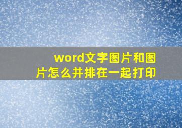 word文字图片和图片怎么并排在一起打印