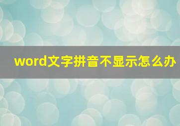 word文字拼音不显示怎么办