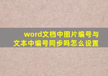 word文档中图片编号与文本中编号同步吗怎么设置