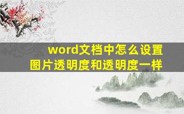 word文档中怎么设置图片透明度和透明度一样