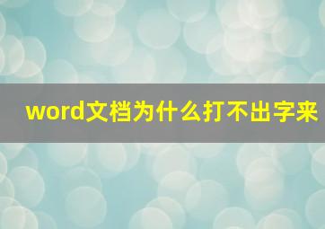 word文档为什么打不出字来