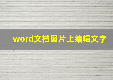 word文档图片上编辑文字