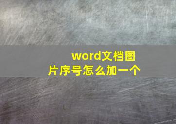 word文档图片序号怎么加一个