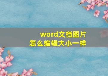 word文档图片怎么编辑大小一样