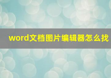 word文档图片编辑器怎么找