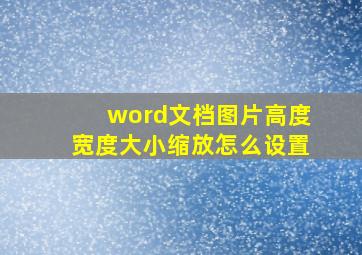 word文档图片高度宽度大小缩放怎么设置