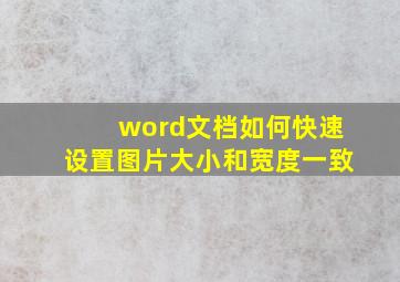 word文档如何快速设置图片大小和宽度一致