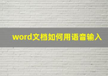 word文档如何用语音输入