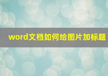 word文档如何给图片加标题