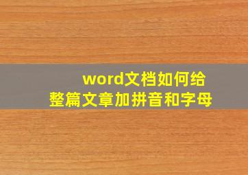 word文档如何给整篇文章加拼音和字母