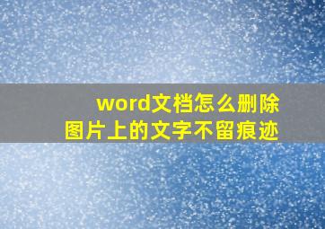 word文档怎么删除图片上的文字不留痕迹