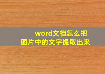 word文档怎么把图片中的文字提取出来