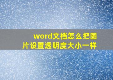 word文档怎么把图片设置透明度大小一样