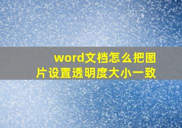 word文档怎么把图片设置透明度大小一致