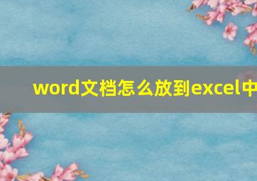 word文档怎么放到excel中