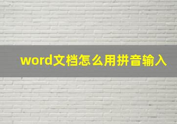 word文档怎么用拼音输入