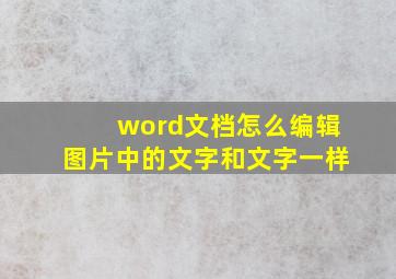 word文档怎么编辑图片中的文字和文字一样