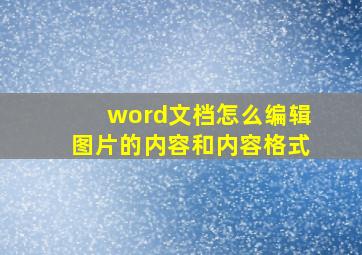 word文档怎么编辑图片的内容和内容格式