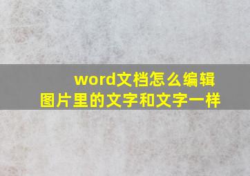 word文档怎么编辑图片里的文字和文字一样