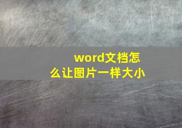 word文档怎么让图片一样大小