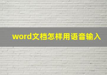 word文档怎样用语音输入