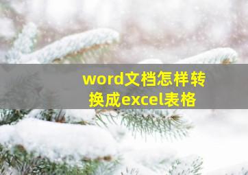 word文档怎样转换成excel表格