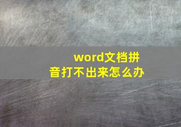 word文档拼音打不出来怎么办