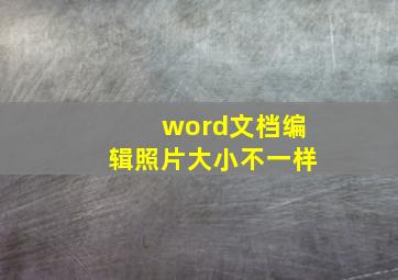 word文档编辑照片大小不一样