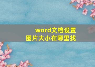 word文档设置图片大小在哪里找