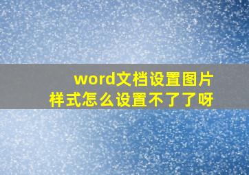 word文档设置图片样式怎么设置不了了呀