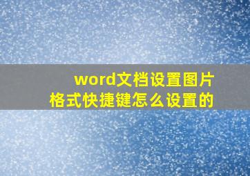 word文档设置图片格式快捷键怎么设置的