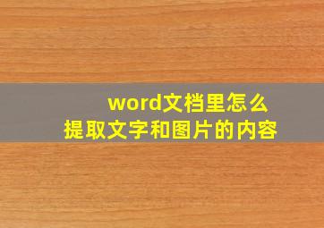 word文档里怎么提取文字和图片的内容