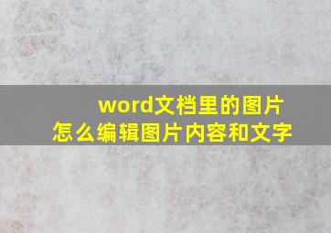 word文档里的图片怎么编辑图片内容和文字