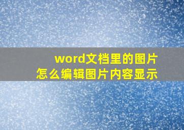 word文档里的图片怎么编辑图片内容显示