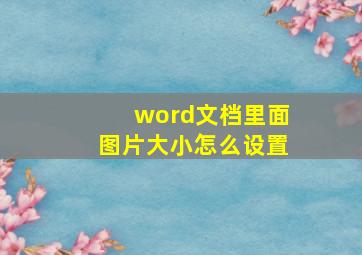 word文档里面图片大小怎么设置