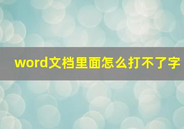 word文档里面怎么打不了字