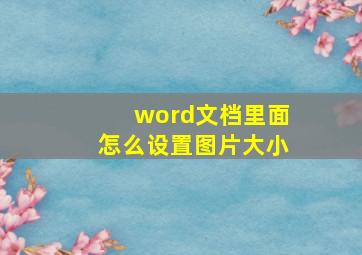 word文档里面怎么设置图片大小