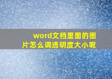 word文档里面的图片怎么调透明度大小呢