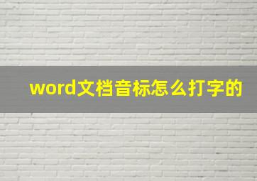 word文档音标怎么打字的