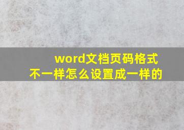 word文档页码格式不一样怎么设置成一样的