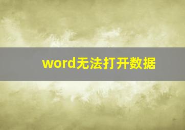 word无法打开数据