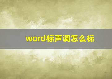 word标声调怎么标