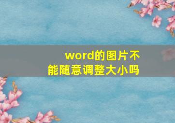 word的图片不能随意调整大小吗