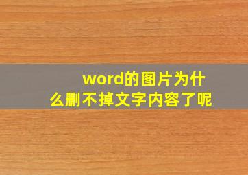 word的图片为什么删不掉文字内容了呢