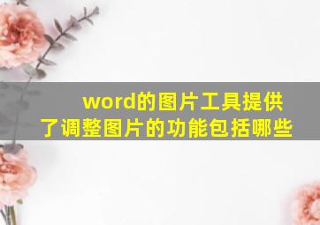 word的图片工具提供了调整图片的功能包括哪些