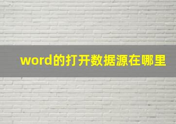 word的打开数据源在哪里