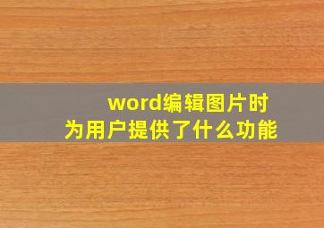 word编辑图片时为用户提供了什么功能