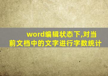 word编辑状态下,对当前文档中的文字进行字数统计